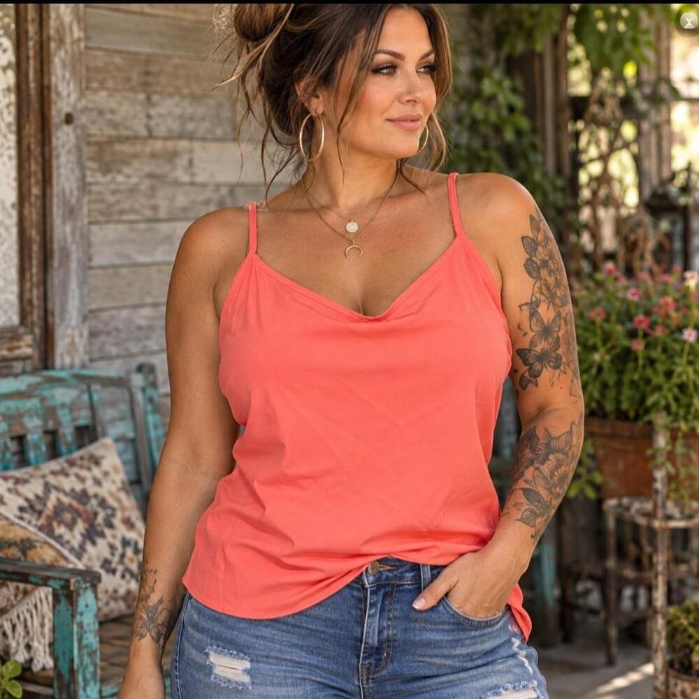 Nanette by Nanette Lepore Coral Cowl Neck Cami Tank Top – XL